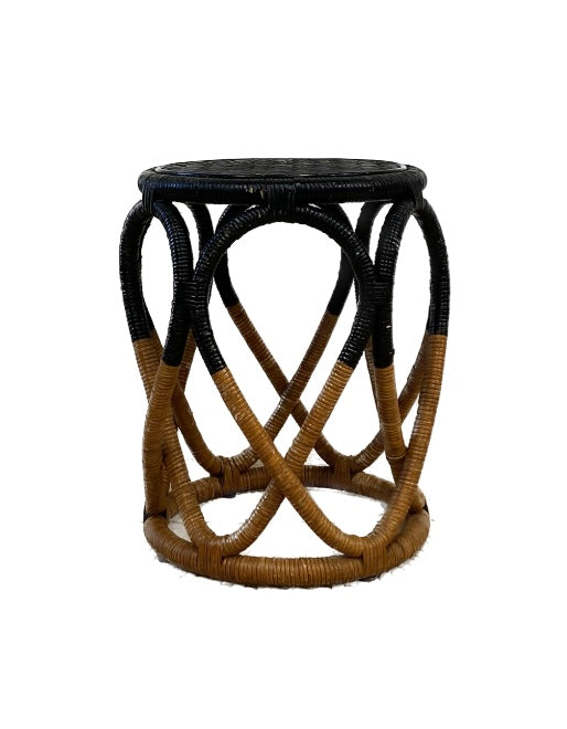 Color Block Rattan Side Table