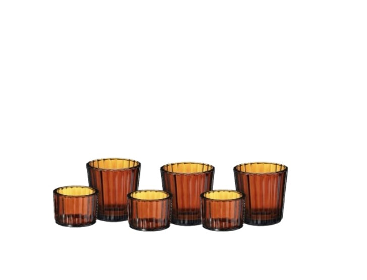 Amber Fluted Votive Pair