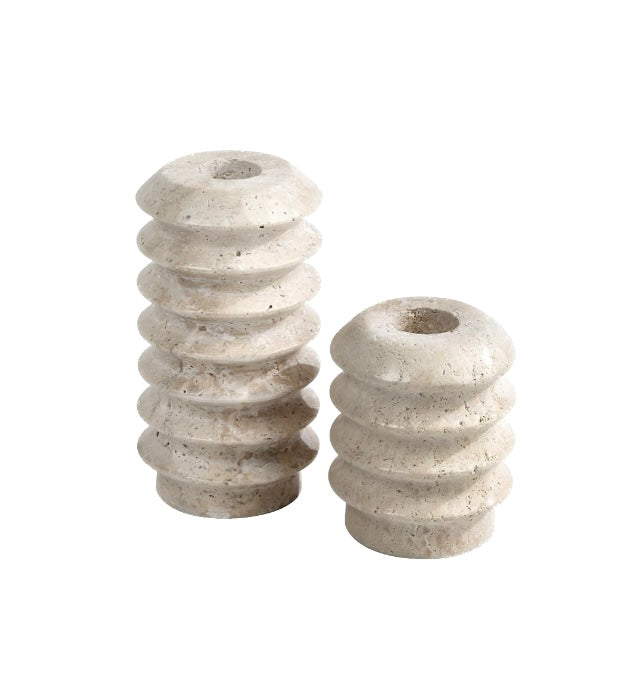 Textured Stone Candlestick Pair